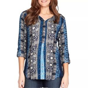 Nine West Multi Patterns Blue Tunic